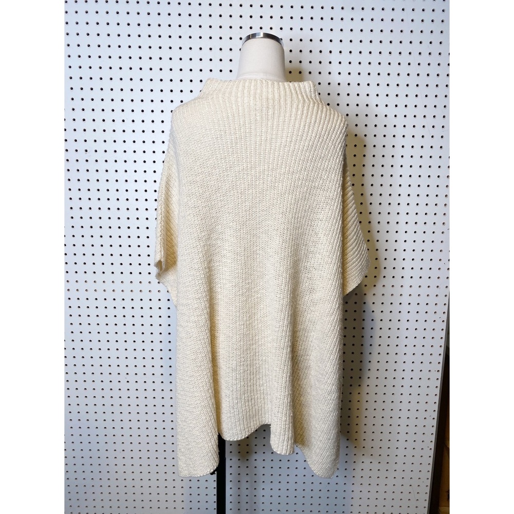 Eileen Fisher | Mock Neck Poncho Sweater, 100% Organic Cotton Sz. S/M - Picture 3 of 9